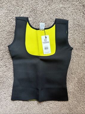 Tissini Black & Neon Yellow Sculpting Waist Trainer Tank